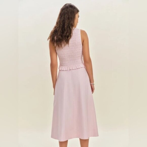 NEW Reformation Laguna Two Piece Matching Midi Set Cherry Blossom Pink US 2 UK 6 - Picture 3 of 14